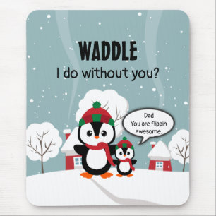 Tapis De Souris Pingouin Bébé Gris Mignonne En Neige D'Hiver