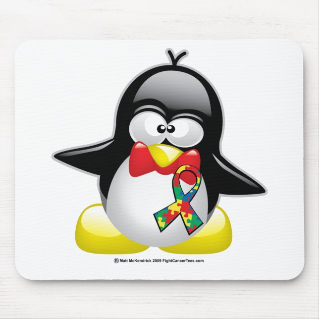 Tapis De Souris Pingouin d'autisme (Devant)