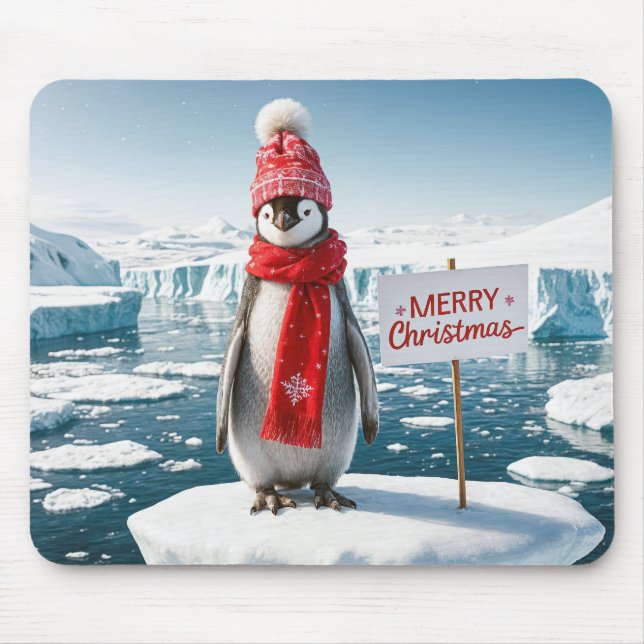 Tapis De Souris Pingouin De Noël Sur Un Iceberg (Devant)