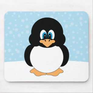 Tapis De Souris Pingouin potelé avec des flocons de neige Mousepa