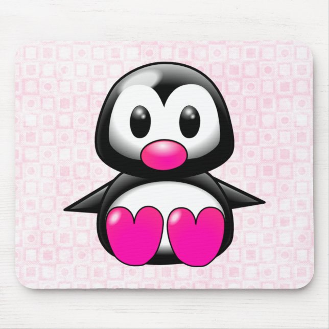 Tapis De Souris Pingouin rose mou (Devant)