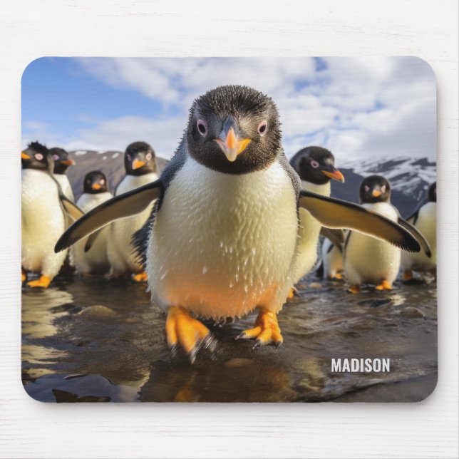 Tapis De Souris Pingouins Cool de nom personnalisé (Devant)