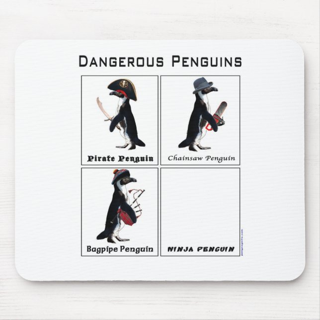 Tapis De Souris pingouins dangereux (Devant)