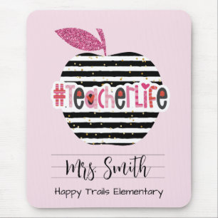 Tapis De Souris Pink and Black Love Enseignant Vie Mousepad