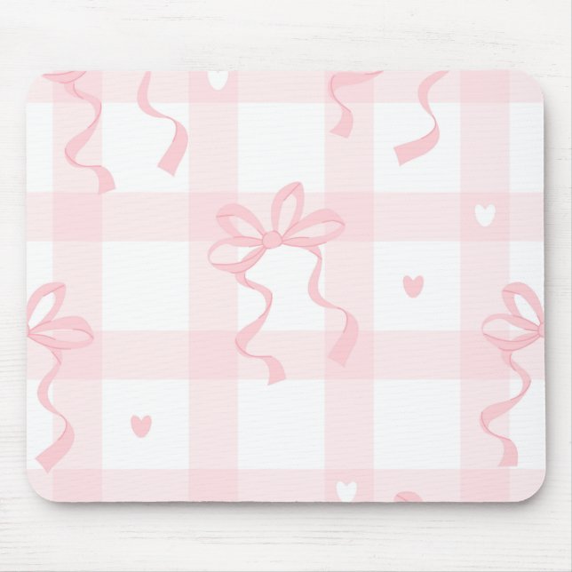 Tapis De Souris Pink and White Coquette Themed Mouse Pad (Devant)
