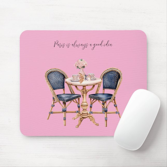 Tapis De Souris Pink Blue Paris Table Baguettes (Avec souris)