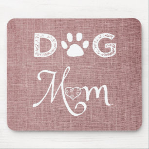 Tapis De Souris Pink Burlap Chien Maman Souris Pad