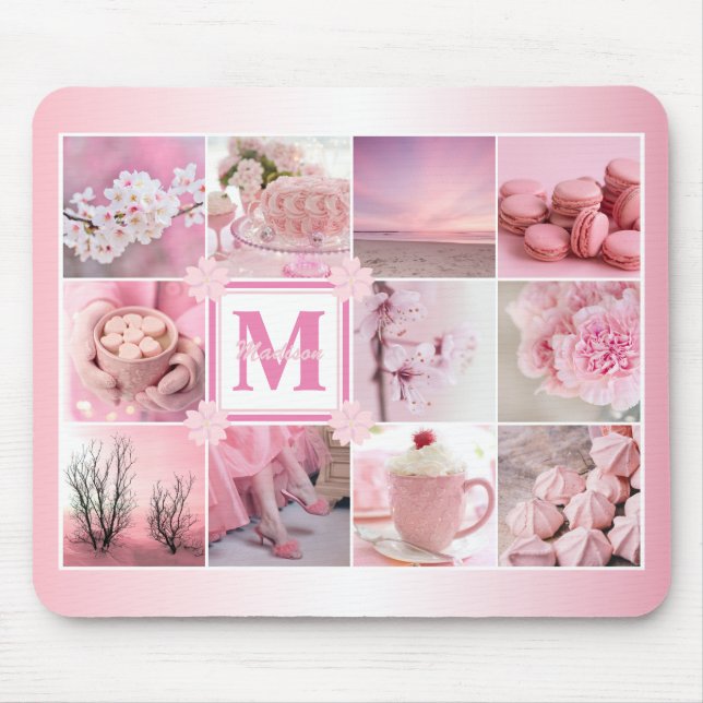 Tapis De Souris Pink Cherry Blossom Instagram Photo Grid Sakura (Devant)