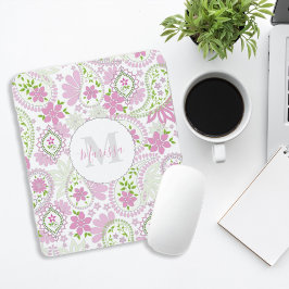 Tapis De Souris Pink Girl mignonne Chic Preppy Paisley Monogramme