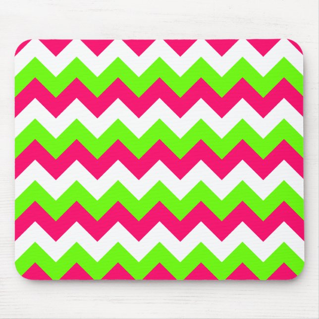 Tapis De Souris Pink Lime et White Zigzag (Devant)