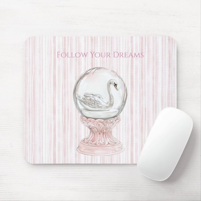 Tapis De Souris Pink Stripes Swan   (Avec souris)