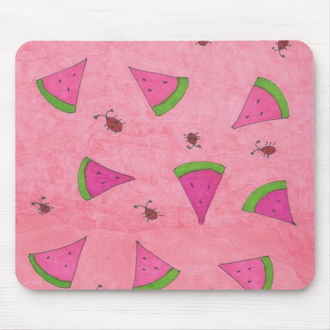 Tapis De Souris Pink Watermelon et Lady Bugs (Devant)