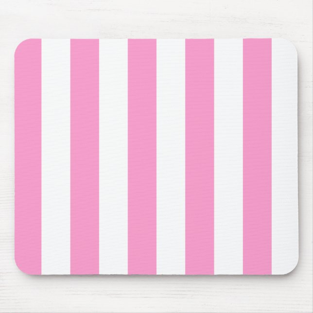 Tapis De Souris Pink & White Stripes Mousepad (Devant)