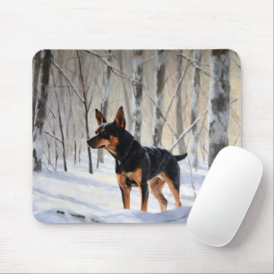 Tapis De Souris Pinscher Nain Noël Laissez Tomber la Neige
