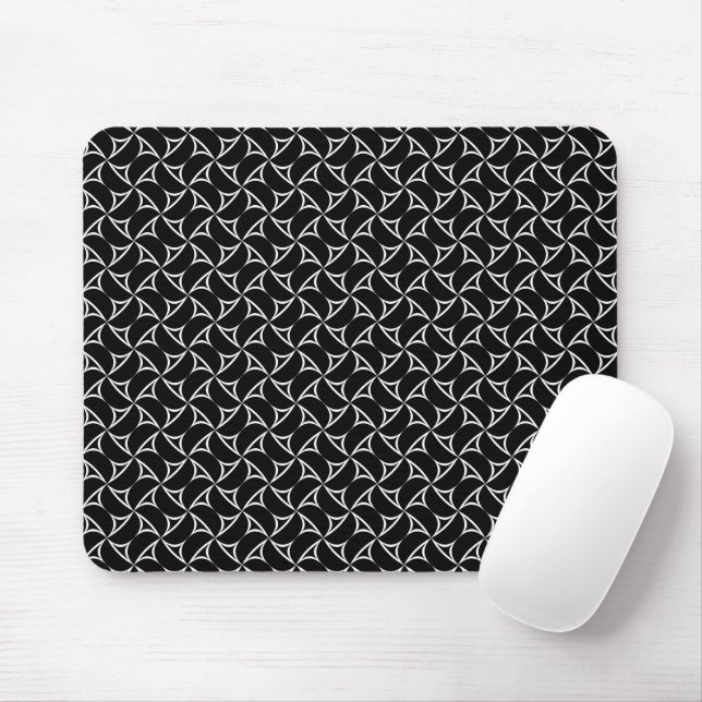 Tapis De Souris Pinwheel Spiral White Abstract Illusions Line Art (Avec souris)