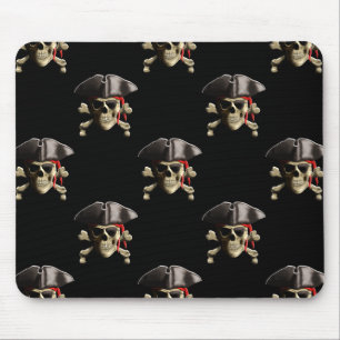 Tapis De Souris Pirate Crâne Et Casquette