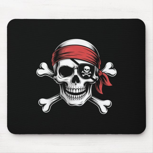 Tapis De Souris Pirate Lazy Skull Bandana Halloween Costume Hommes (Devant)