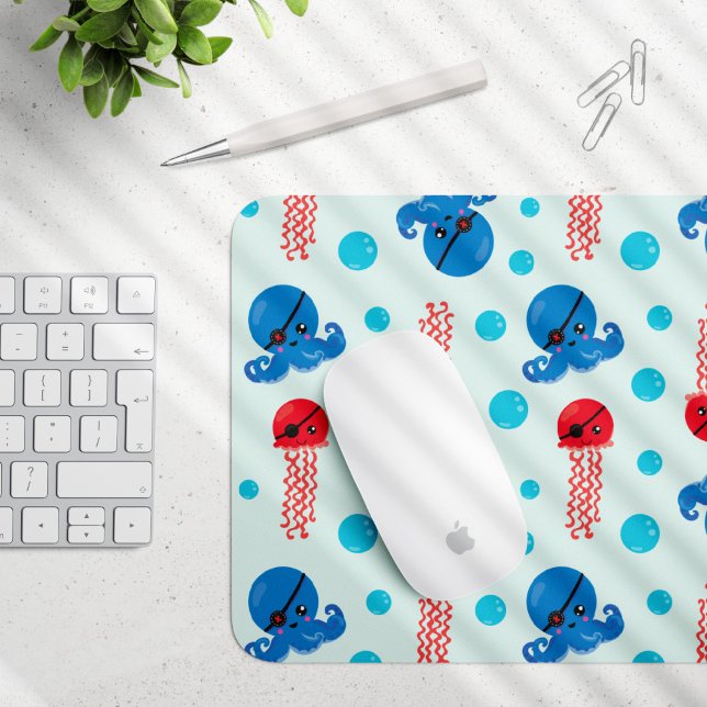 Tapis De Souris Pirate Octopus, Pirate Jellyfish, Sea Animaux (Créateur téléchargé)