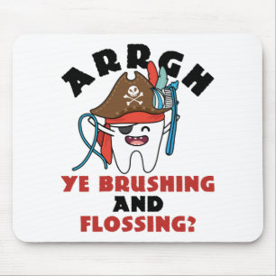 Tapis De Souris Pirate pédiatrique Dentiste Thème Brossage Floss