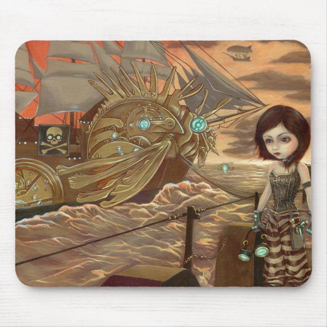 Tapis De Souris Pirates de Steampunk :  Coucher du soleil maritime (Devant)