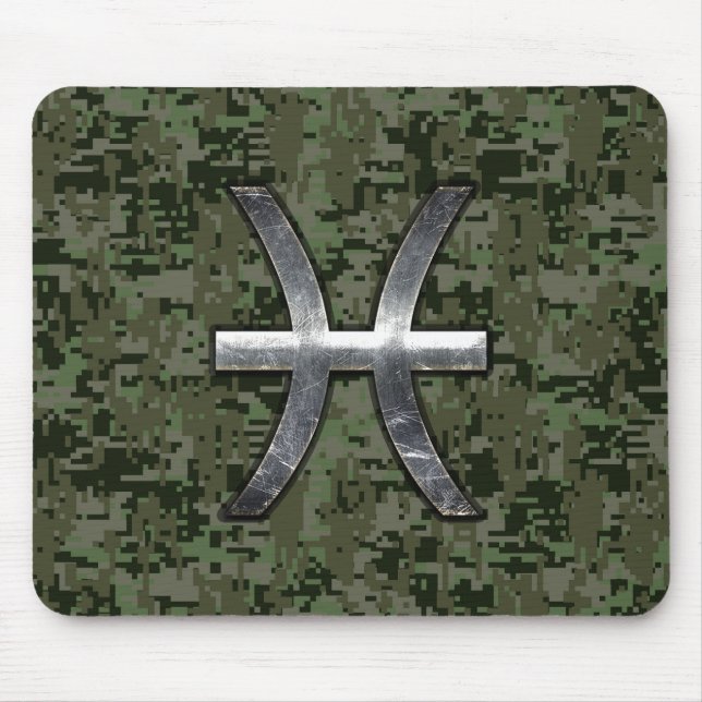 Tapis De Souris Pisces Zodiac Sign on Woodland Digital Camo Deco (Devant)