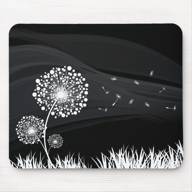 Tapis De Souris Pissenlit noir et blanc Mousepad (Vorne)