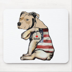 Tapis De Souris Pitbull I Love Papa Tattoo Fête des pères
