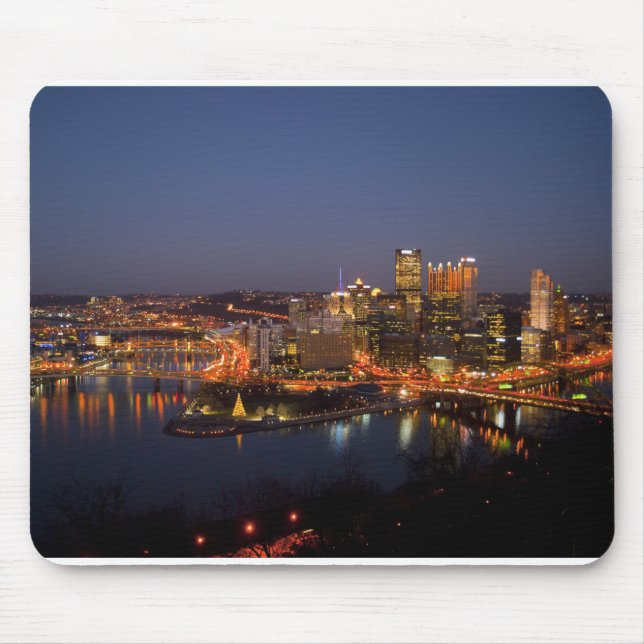 Tapis De Souris Pittsburgh, rivière du centre de nuit de la (Devant)