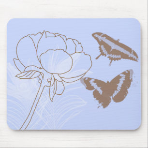 Tapis De Souris Pivoine et papillons Mousepad