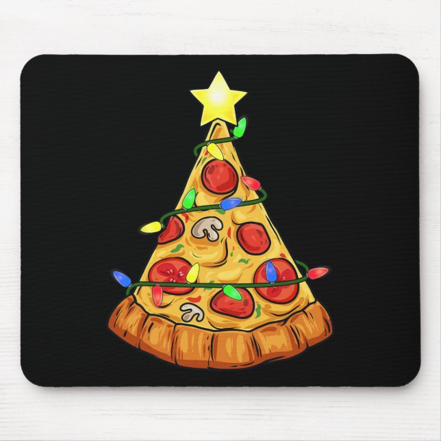 Tapis De Souris Pizza Noël Arbre Lumières Amusants Garçons Enfants (Devant)