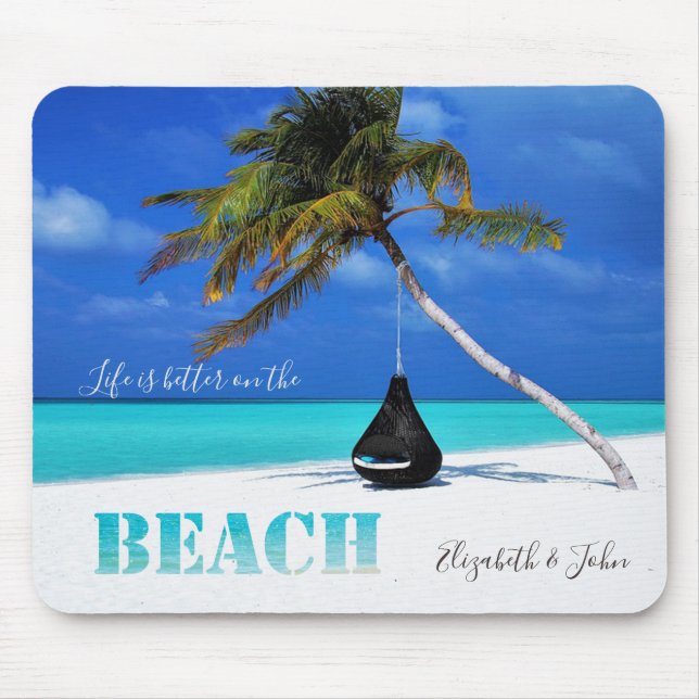 Tapis De Souris Plage adorable, Palme, Personnalisé (Devant)