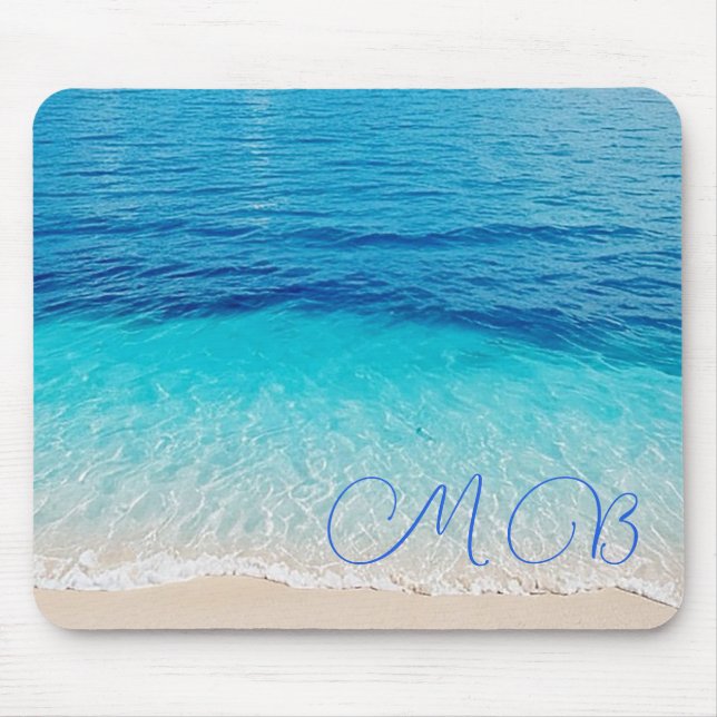 Tapis De Souris Plage Blue Ocean Aqua Sea Sky Vacances (Devant)