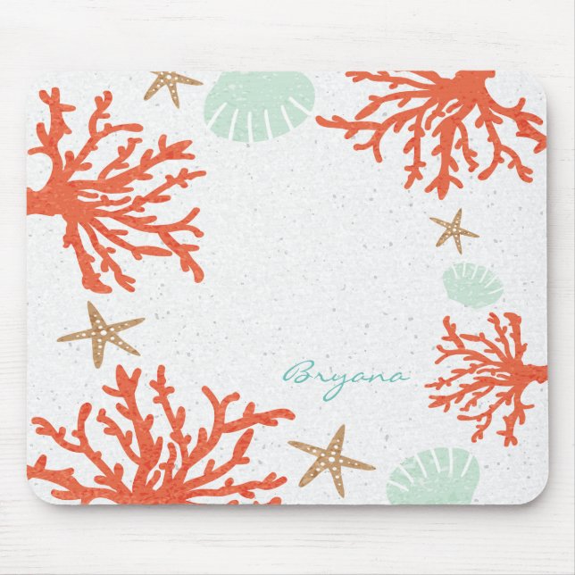 Tapis De Souris Plage Corail Reef Sea Shell & Starfish Mouse Pad (Devant)