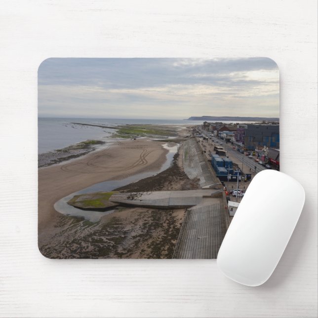 Tapis De Souris Plage de Redcar depuis le Beacon (Avec souris)
