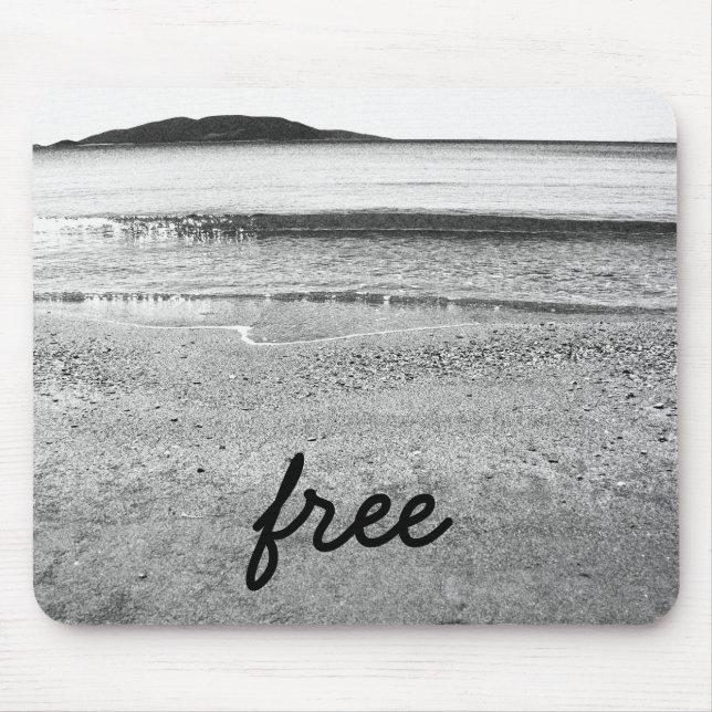 Tapis De Souris Plage de sable noir et blanc libre (Devant)