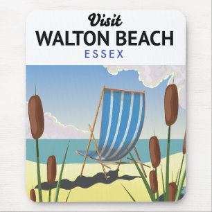 Tapis De Souris Plage de Walton, affiche de voyage au bord de la m