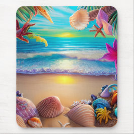 Tapis De Souris Plage d'imaginaire mystique coucher de soleil avec