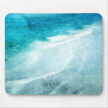 Plage Retro - Côte Turquoise Bleu Océan Aquarelle