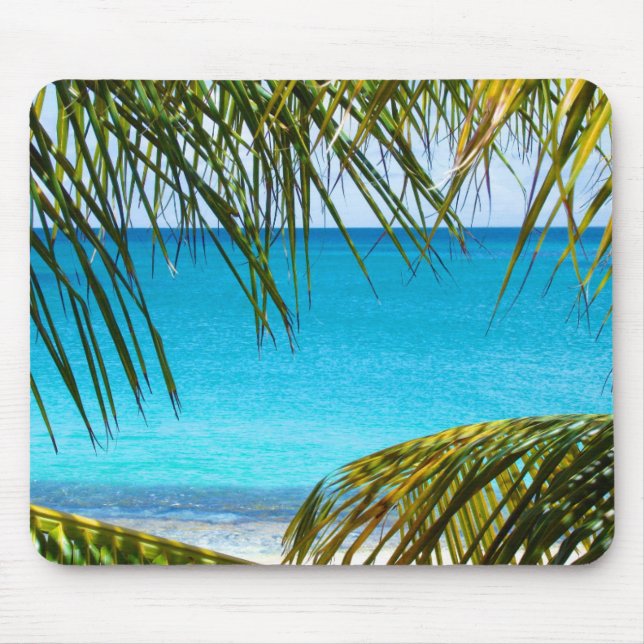 Tapis De Souris Plage tropicale encadrée de palmiers (Devant)