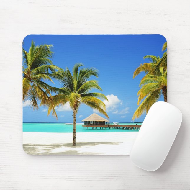 Tapis De Souris Plages tropicales | Île et lagon, Maldives (Avec souris)