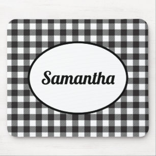 Tapis De Souris Plaid Buffalo noir et blanc personnalisé