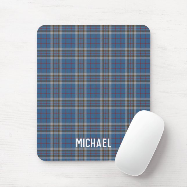 Tapis De Souris Plaid Rustic Thompson Blue Grey Check Tartan (Avec souris)