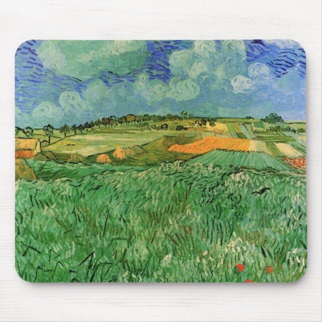 Tapis De Souris Plaine près d'Auvers par Vincent van Gogh (Devant)