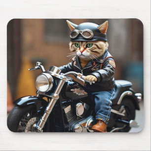 Tapis De Souris Plaisir Chat Riding Motorcycle Souris Pad