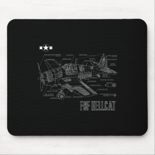 Tapis De Souris Plan d'avion de chasse F6f Hellcat de la Seconde G