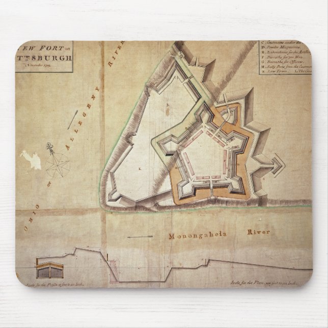 Tapis De Souris Plan du nouveau fort à Pittsburgh (Devant)