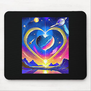 Tapis De Souris Planètes de la Saint-Valentin Étoiles Lunes Amour 