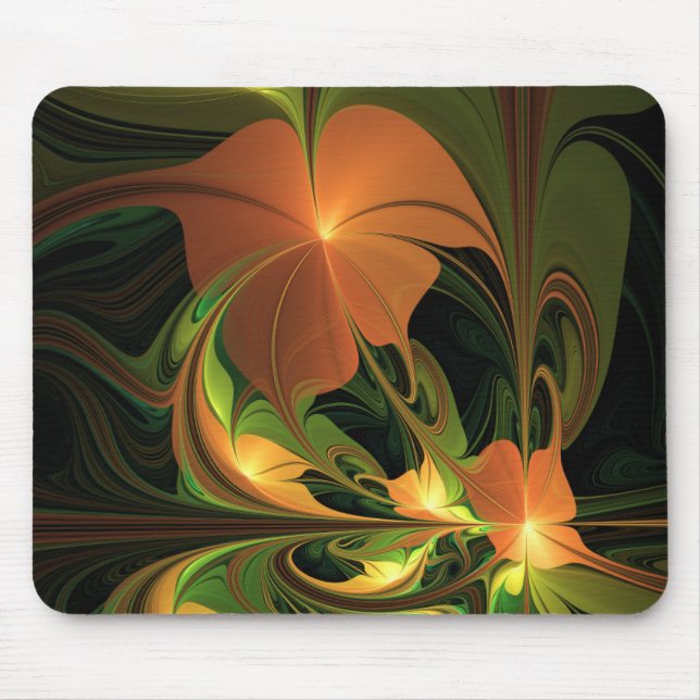 Tapis De Souris Plante de fantaisie abstraite vert rouille marron  (Devant)