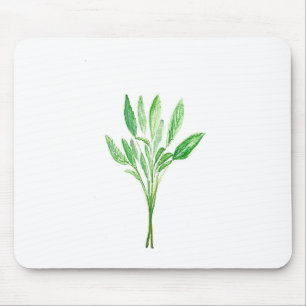Tapis De Souris Plantes botaniques sauge herbe de cuisine verte