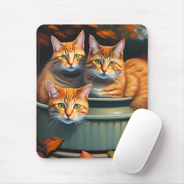 Tapis De Souris Plantes de pots de chats de gingembre, Mousepad (Avec souris)